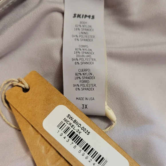 Skims Swim Metallic Bandeau bikini top - Nickel